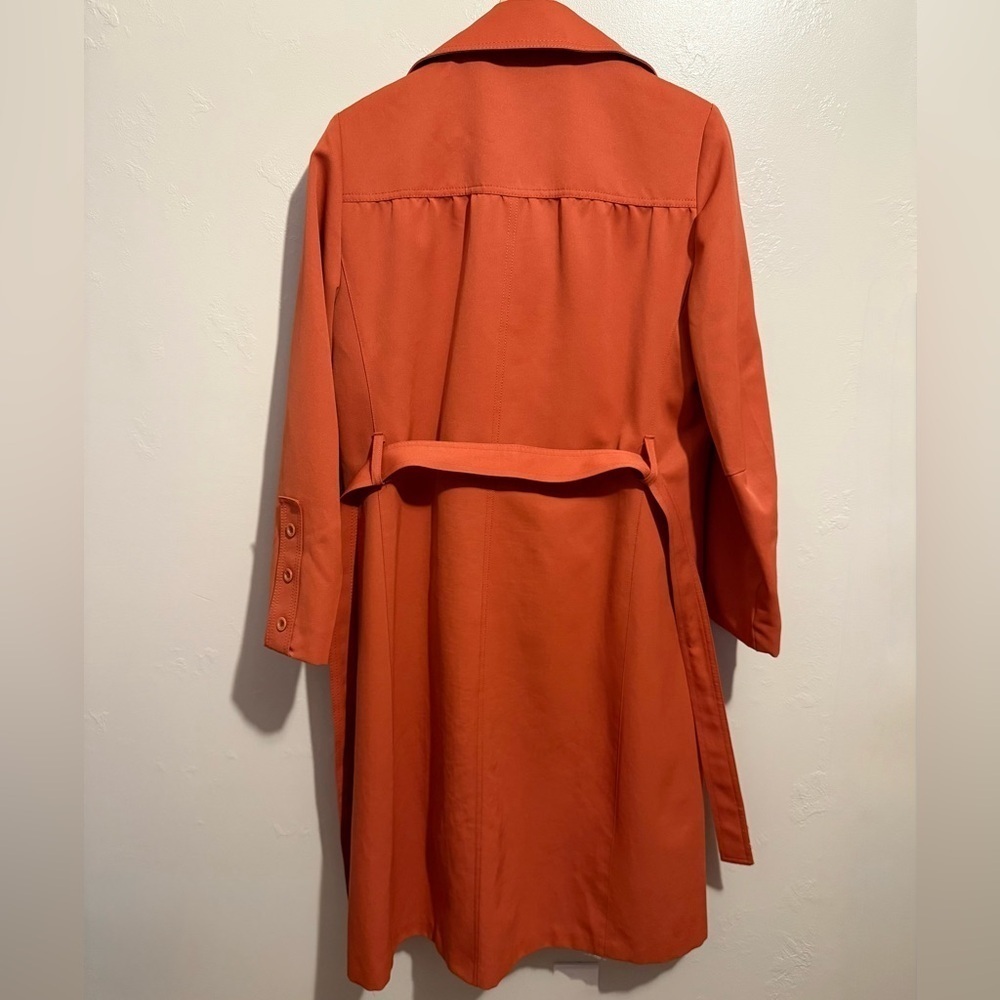 Stunning Vintage Forecaster of Boston Belted Trench Coat Burnt Orange Size 14 - Picture 2 of 16